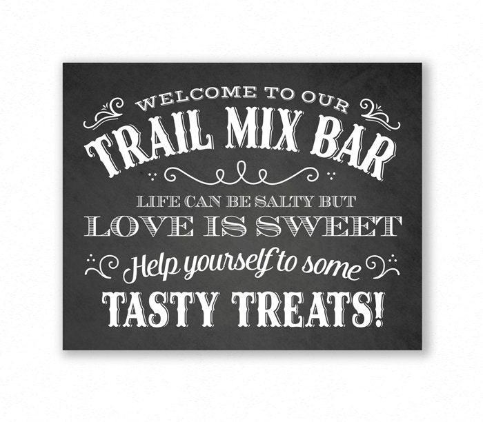 Trail Mix Bar Printable Wedding Sign 5x7 and 8x10 Digital Etsy