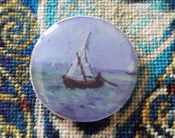 Sailing Boat Needleminder, ship magnet, badge, sewing tools, needle nanny, needle keeper, cross stitch accessories, boat magnet
