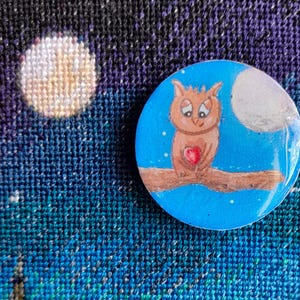 Baby Owl Needleminder, owl needleminder, sewing tools, needle holder, needle keeper, needle nanny, owl badge, owl magnet, animal needleminde