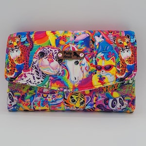 Cartera mediana con estampado de animales arcoíris / Cartera con compartimento con cremallera