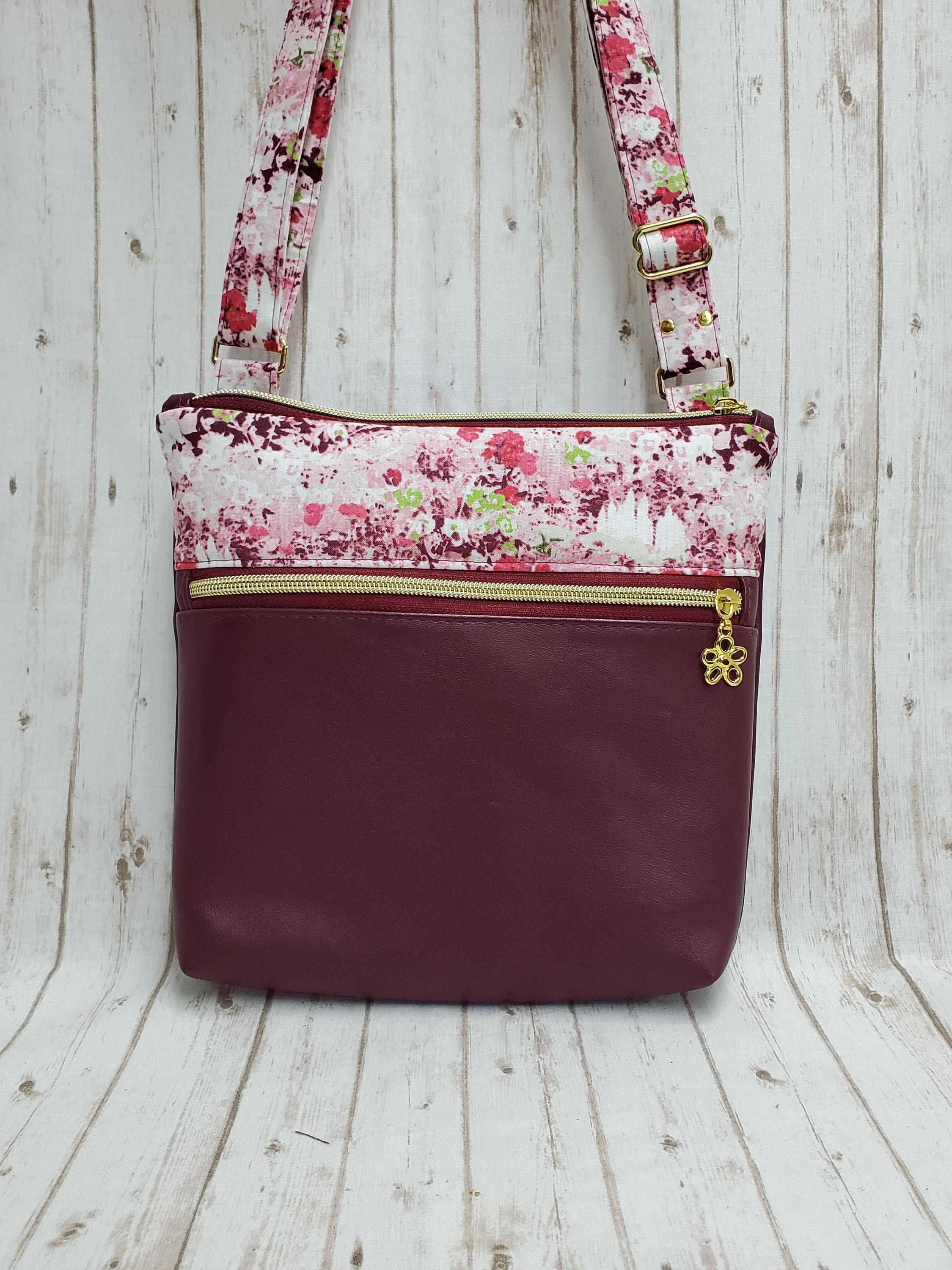 Leather Crossbody Bag, Medium Sized Handbag With Top Zipper Closure