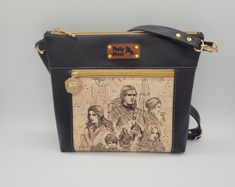 The Witcher Braune Umhängetasche aus Kunstleder mit einer großen Tasche