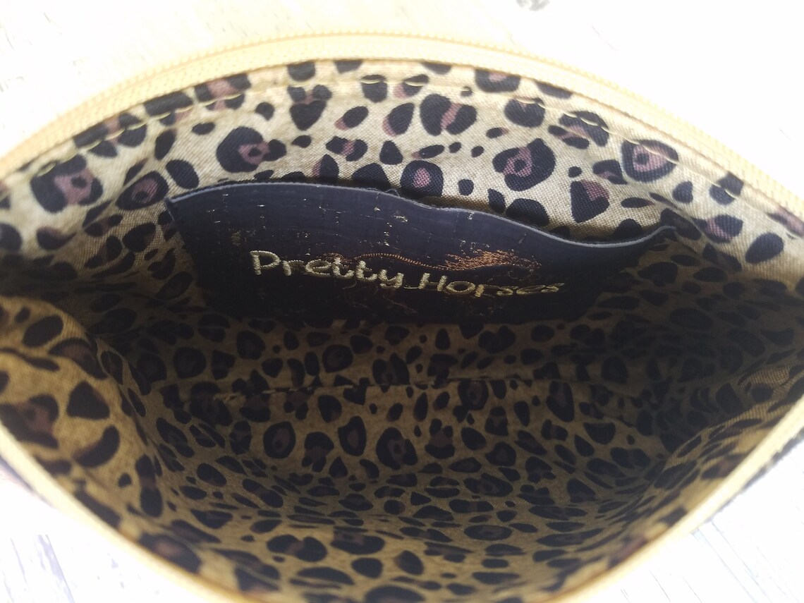 Small Cork Clutch Black with Gold Flecks Cork Pouch Zipper Etsy