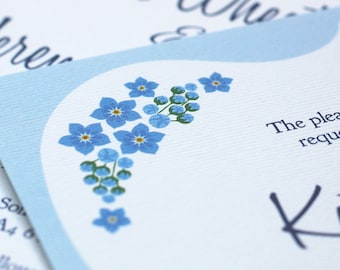 Forget Me Not, Vintage Wedding Invitations, Cute Wedding Invitation, Invitation With RSVP, Floral Wedding Invites, Blue Wedding Invitation