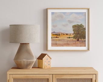 CALIFORNIA HILLS Watercolor Painting