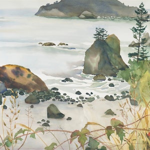 TRINIDAD HEAD Northern California Beach Coastal Watercolor Painting