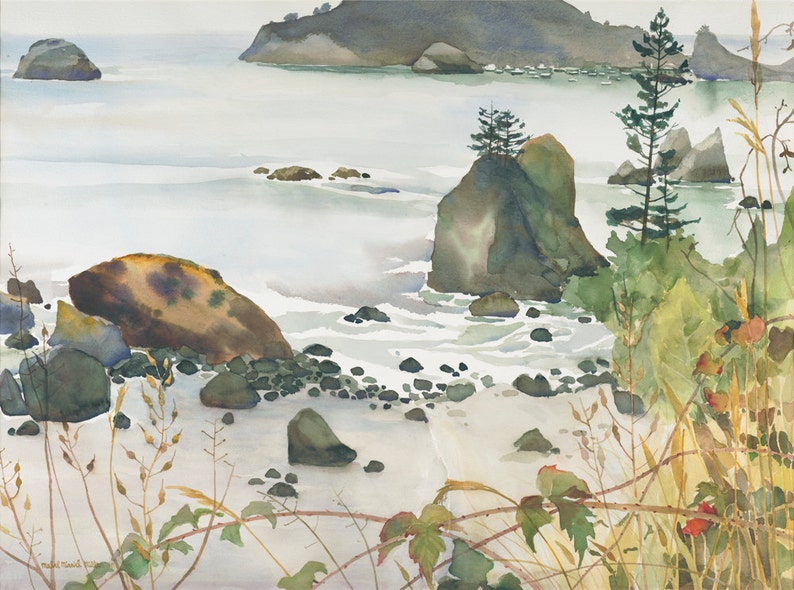 TRINIDAD BEACH Watercolor Painting image 1