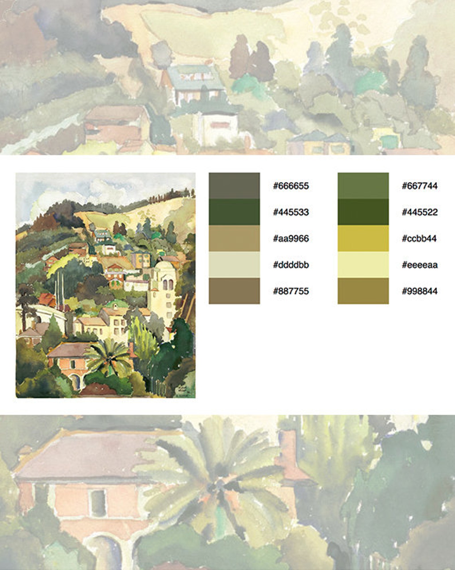 UC BERKELEY HILLS in 1936 Watercolor Painting / Original Size Etsy