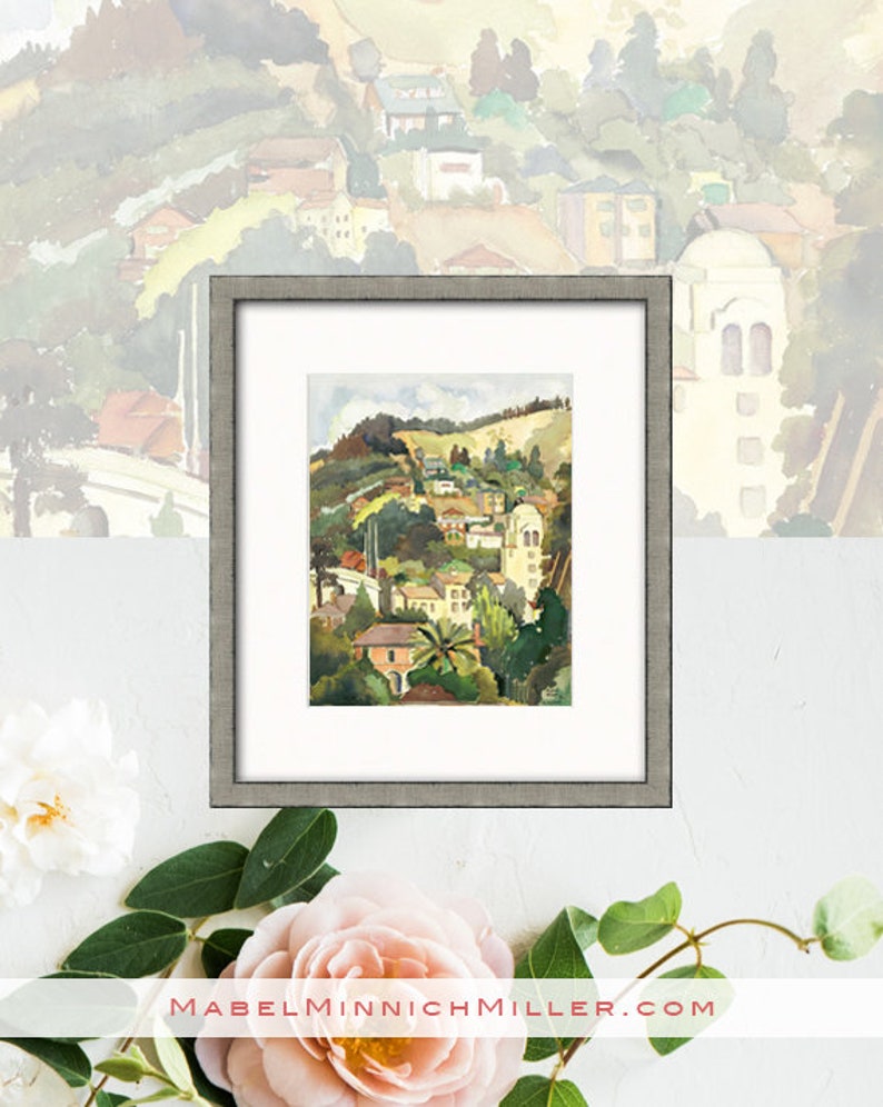 UC BERKELEY HILLS in 1936 Watercolor Painting / Original Size Etsy