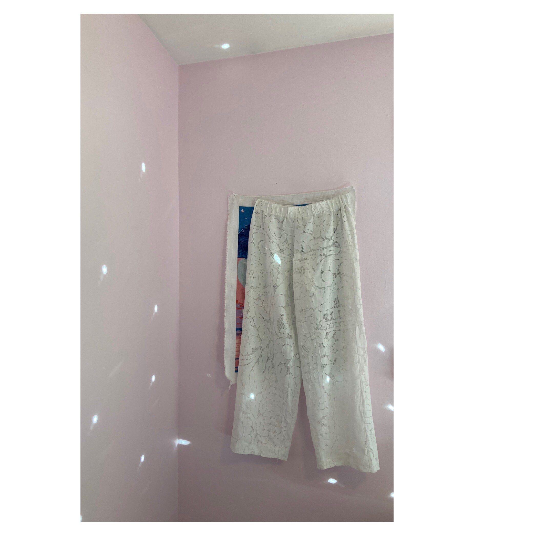Beretta White Lace Linen Blend Pants main image 0