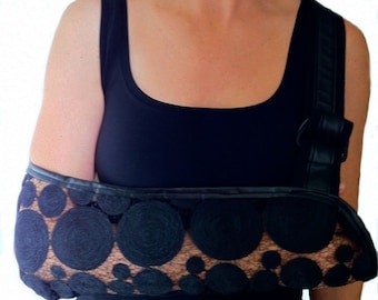 Arm Sling - The New Yorker Black Circle Lace Designer Fashion Arm Sling.