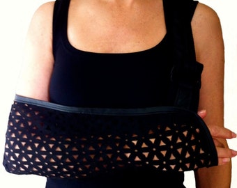 Designer Fashion Arm Sling –  Laser Cut Faux Suede, Stylish, Comfortable Support, "Peekaboo"