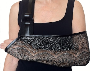 Arm Sling - Silver Shimmer 2 Tone Lace Designer Fashion Arm Sling