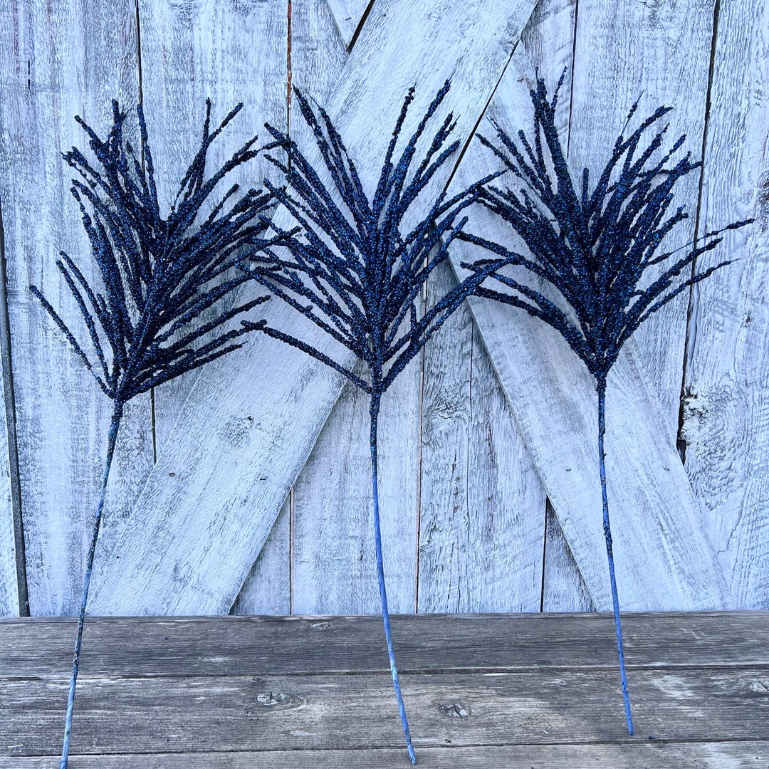 3 Navy Glitter Sprays, 24 Wreath Supplies, SET OF 3, Floral Arrangement, Home Decor, Christmas