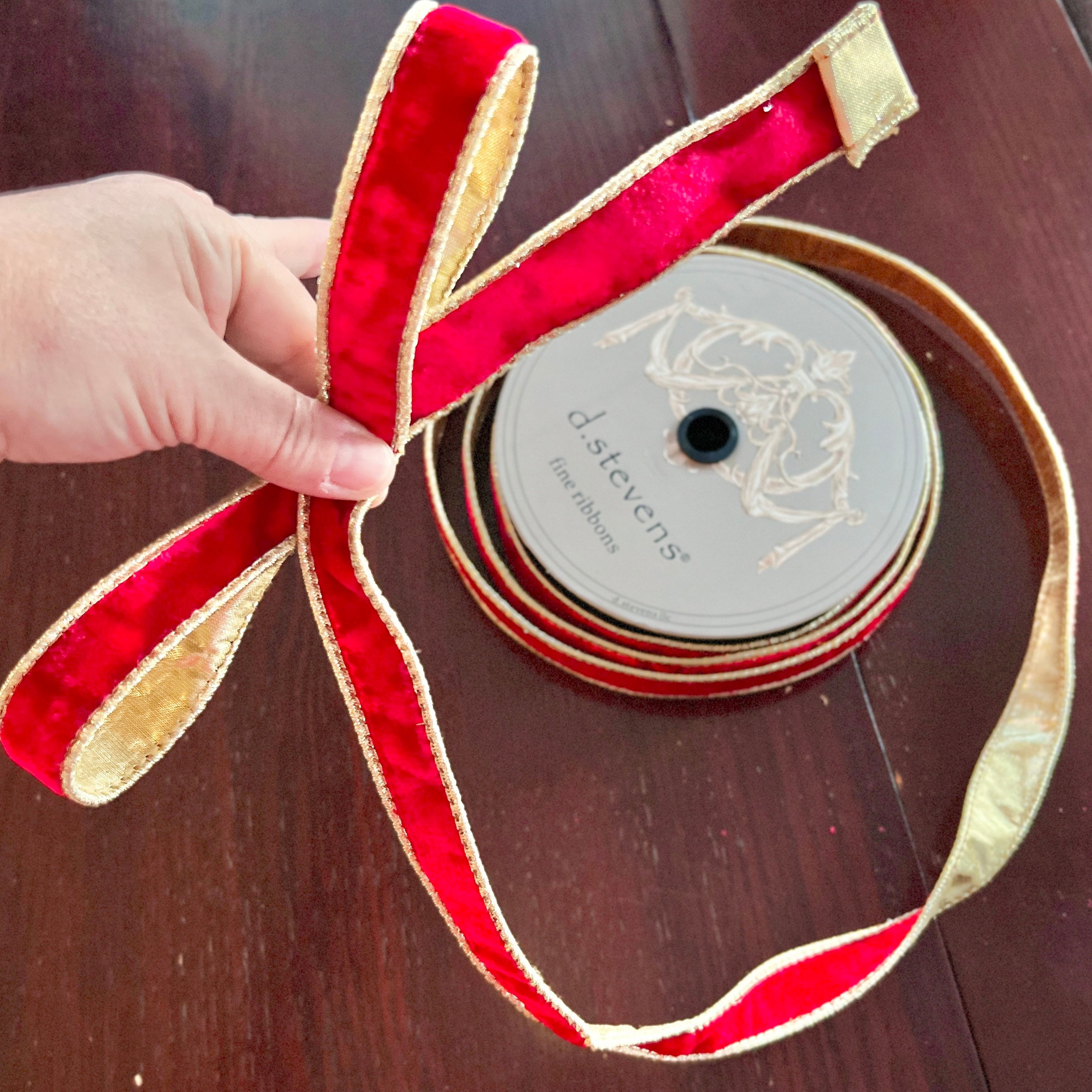 Velvet Dynasty Gold Trim Wired Christmas Holiday Ribbon, Red, 2-1/2-Inch,  20 Yards 