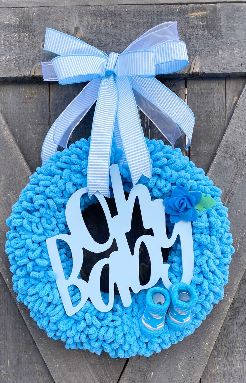 Blue baby wreath baby boy door wreath baby wreaths for boy Etsy
