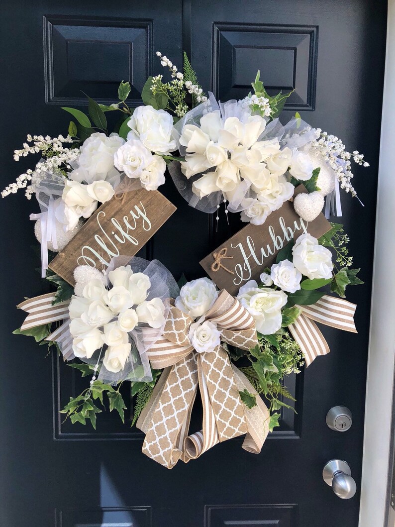 Wedding Wreath For Front Door With Sign Image 0