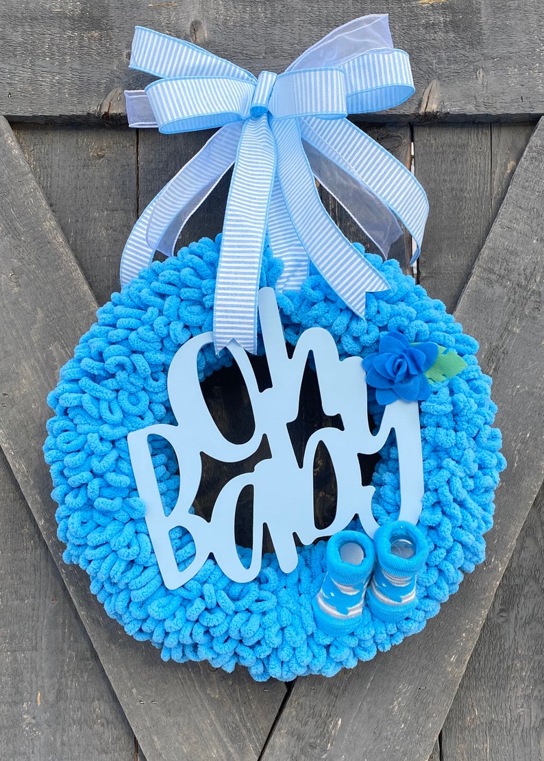 Blue Baby Wreath Baby Boy Door Wreath Baby Wreaths for Boy Etsy
