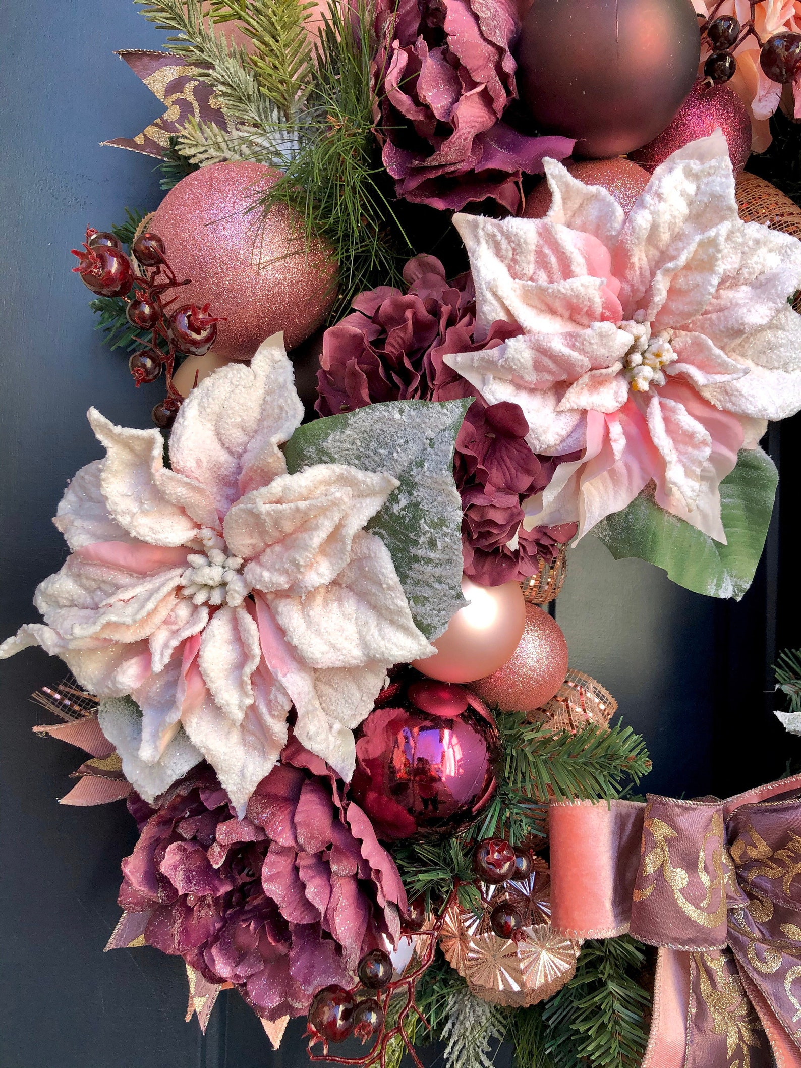 Victorian Christmas wreath for front door plum Christmas Etsy