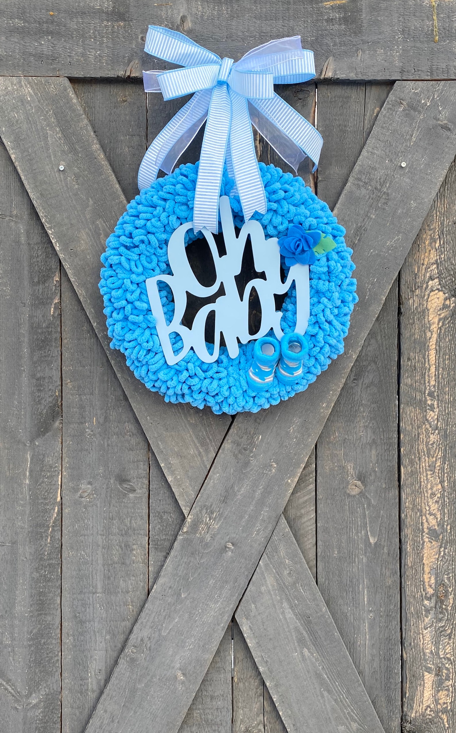 Blue Baby Wreath Baby Boy Door Wreath Baby Wreaths for Boy Etsy