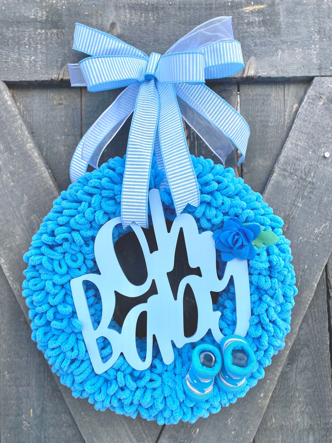 Blue Baby Wreath Baby Boy Door Wreath Baby Wreaths for Boy Etsy
