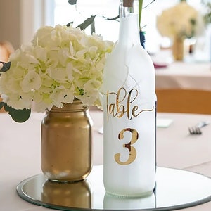 Wedding Table Number Stickers, Reception Table Number Set, Vinyl Decals, Number signs for table Sizes 6 x 4/7 x 5 for cards, glass or frames