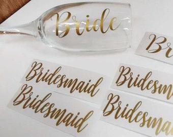 Champagne glass decal, Wedding Name Vinyl Sticker ONLY, DIY party flute saucer glasses, bridal glasses, bridesmaid personalised gift decals