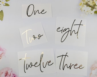 Elegante stickerstickers tafelnummer, decor bruiloftreceptie