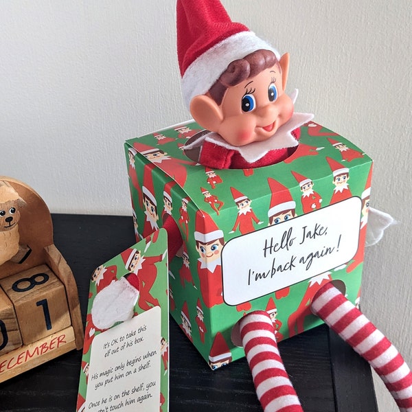 Elf Arrival Box I'm Back Surprise gepersonaliseerde box voor vakantiemagie. Elf retourkit.