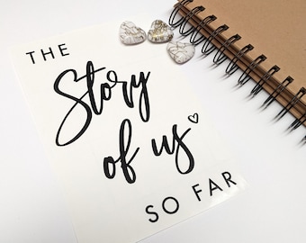 Story of Us Scrapbook Sticker | Personalised Memory Book Cover, Anniversary Gift For Couple, Photo Album Decal with Names For A4 A5 Journal