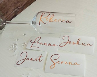 Name Stickers for Bridesmaid Proposal, Champagne Flute, Caligraphy Vinyl decals, personalised custom gift box stickers