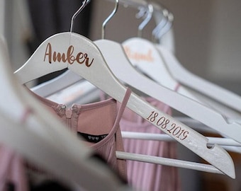 Wedding Hanger Vinyl Decal Set: Custom Name, Role & Date