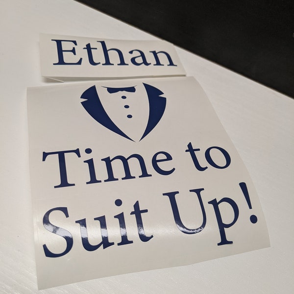 Groomsman proposal Time to suit up decal sticker ONLY for gift box, best man groomsmen, custom name or wedding role vinyl