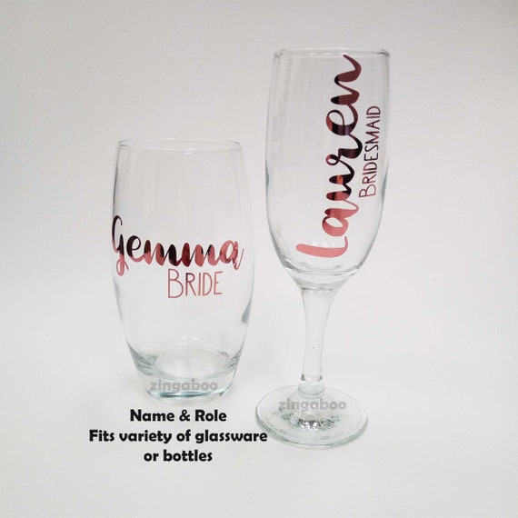 Custom Wedding Name Vinyl Decal, Bridal Party Role Stickers