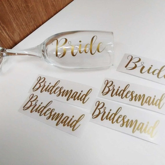 Personalised Vinyl Stickers for Champagne Glasses/Flutes/Bride/Bridesmaid Gift 