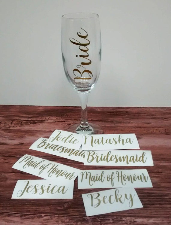 Bridesmaid Champagne Flute Decal Vinyl Sticker For Diy Bridal Etsy