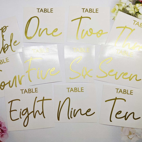 Table Number Decal Sticker, Elegant Wedding Reception Vinyl Numbers, use on Acrylic Table Sign, Bottles, Candles, Vases