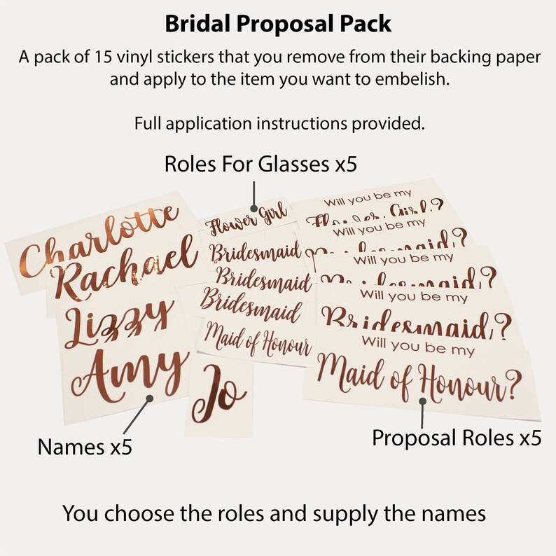 Produktbild von „Will You Be My Bridesmaid“ Aufkleber – Rosegold Vinyl, Perfekt Für Hochzeitseinladungen