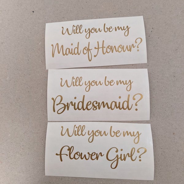 Will You Be My Bridesmaid Sticker Decal & / or  Name. Bridal proposal label for a box, candle, bag, cup. Maid Of Honour, Honor, Flower Girl