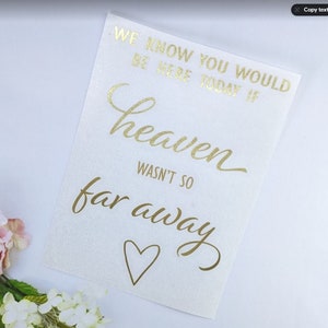 Letrero de mesa de recuerdos de boda, para recordar a los seres queridos desaparecidos en su boda, se puede aplicar una pegatina de vinilo a marcos de fotos o acrílicos