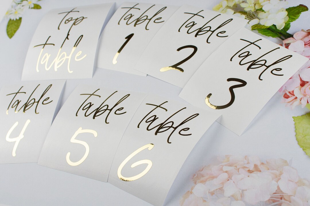 Table Number Sticker, Elegant Wedding Reception Vinyl Decal Numbers, Use on Acrylic Table Sign