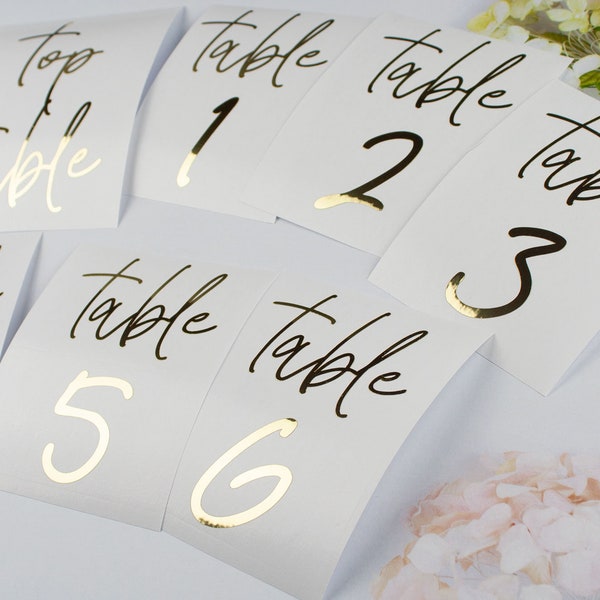 Table Number Sticker, Elegant Wedding Reception Vinyl Decal Numbers, use on Acrylic Table Sign, Bottles, Candles, Vases, Sizes 6 x 4 / 7 x 5