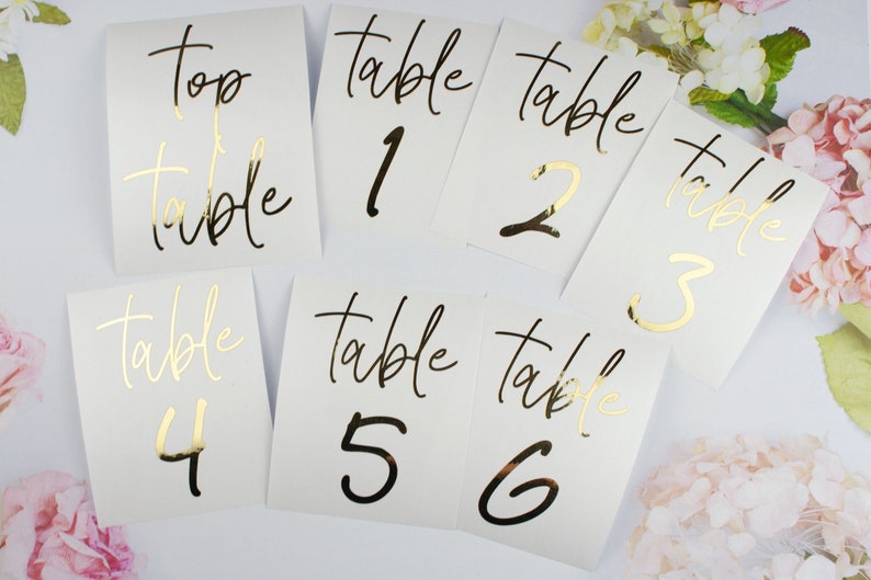 Table Number Sticker, Elegant Wedding Reception Vinyl Decal Numbers, use on Acrylic Table Sign, Bottles, Candles, Vases, Sizes 6 x 4 / 7 x 5 image 6