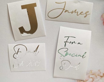 Father's Day Decal 4 piece set includes Letter Initial Decal Sticker, Custom Name Sticker and Special Dad with Year