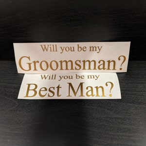 Best Man proposal decal sticker ONLY for gift box, will you be my Groomsman, Page Boy custom name or wedding role vinyl