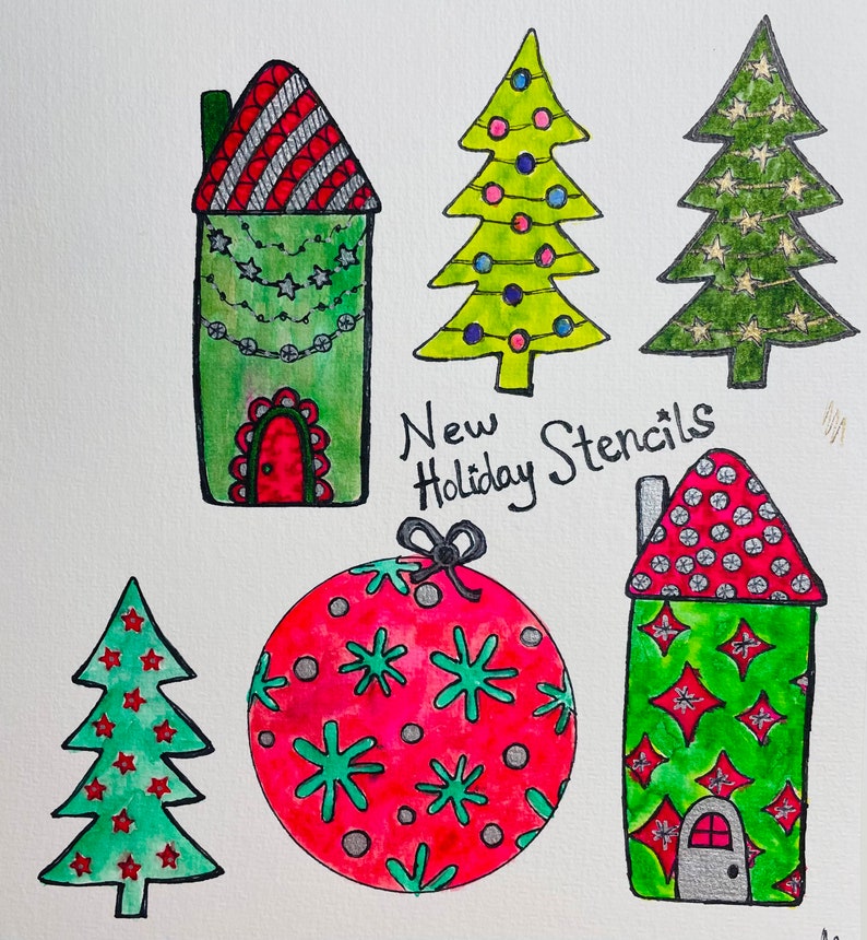 Holiday Stencil Set Christmas Stencils Cookie Stencils Fodder Stencils