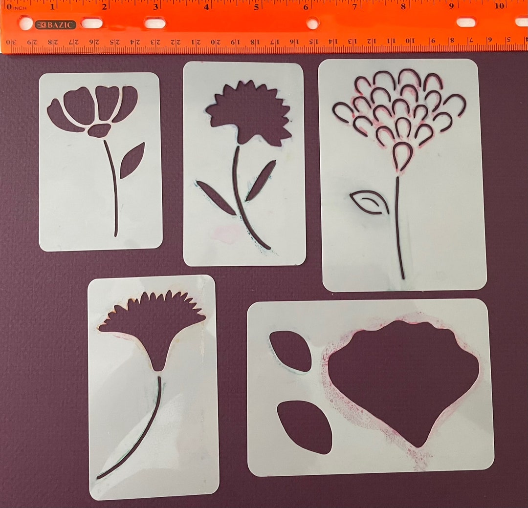 Mixed Flower Stencil Set Fodder Stencils Collage Stencils Cake Stencils