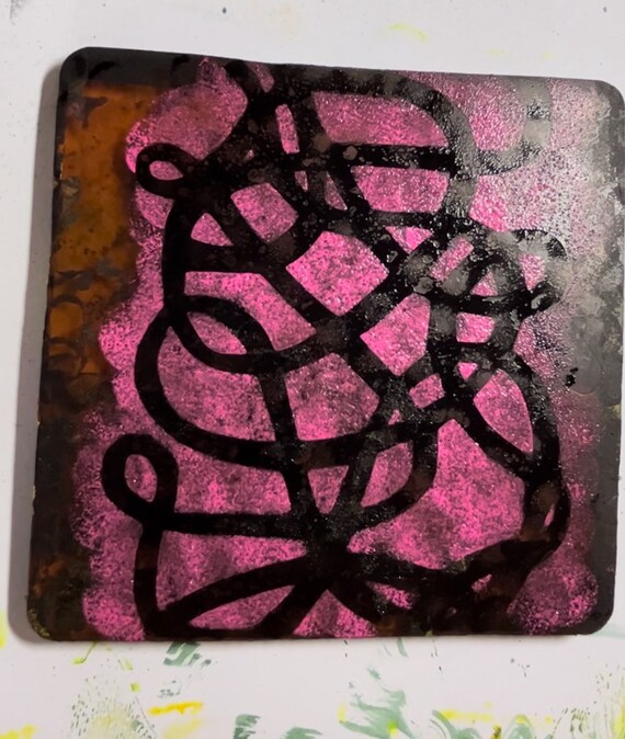 Gelli Plate Printing with Stencils for Making Mixed-Media Backgrounds