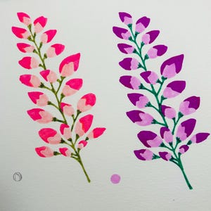 Juego de plantillas de flores de lupino en capas, juego de plantillas de flores silvestres, plantilla de diario basura, collage, papel pintado, efímera, forraje, flor