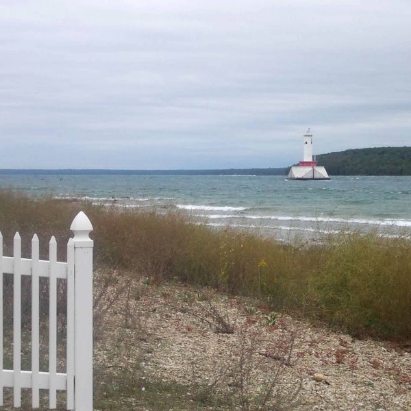 Mackinac Island Shoreline. Lighthouse. JPEG. Digital Download